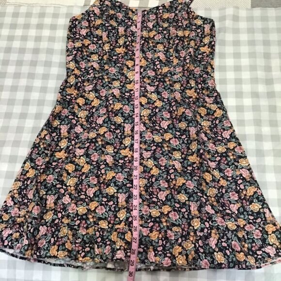 Linen blend 56% 𝅺Old Navy babydoll sun dress liberty floral flowers Smock Large - Picture 5 of 8